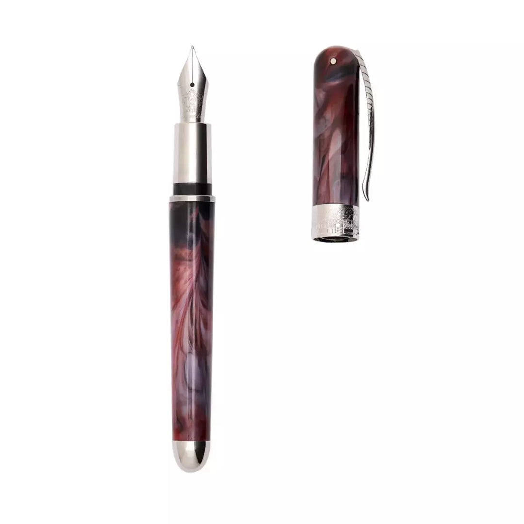 Pineider Avatar Compact Mini Fountain Pen, Red Marble