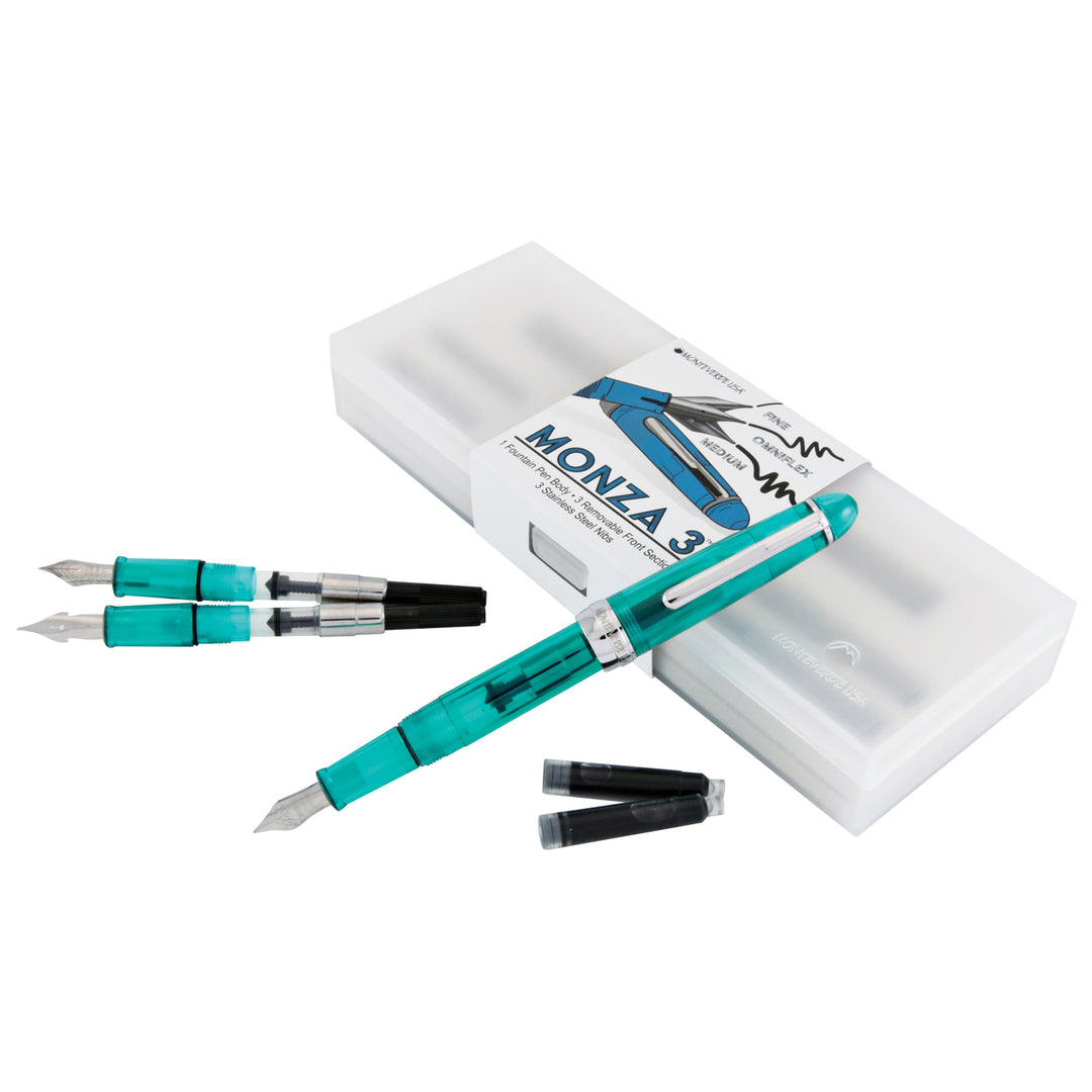 Monteverde Monza 3 Fountain Pen Set (F,M,Flex), Teal