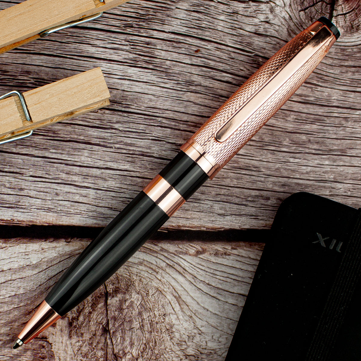 Executive Black Lacquer & Rose Gold Ballpoint Pen
