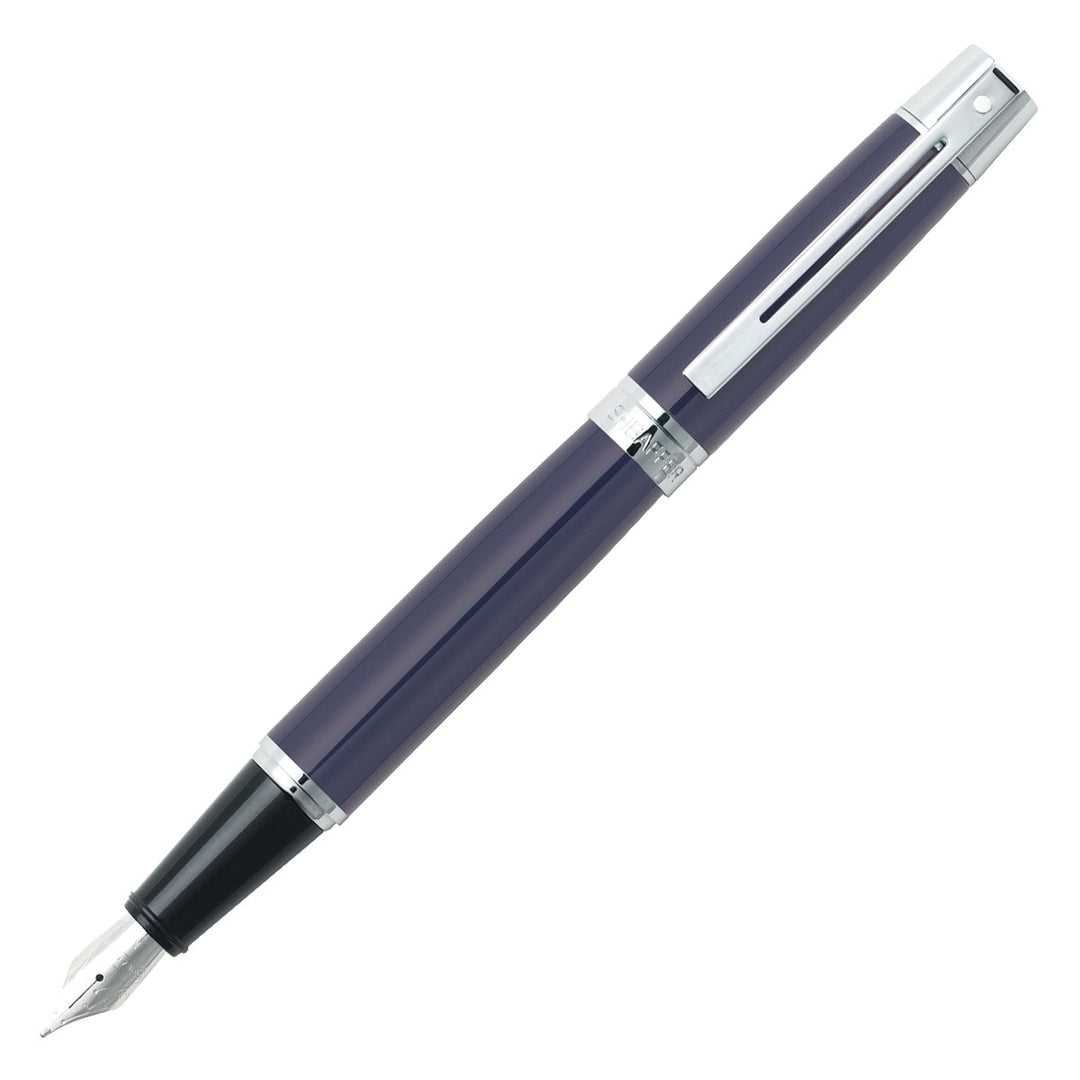 Sheaffer 300 Fountain Pen, Blue Lacquer & Chrome, No Box