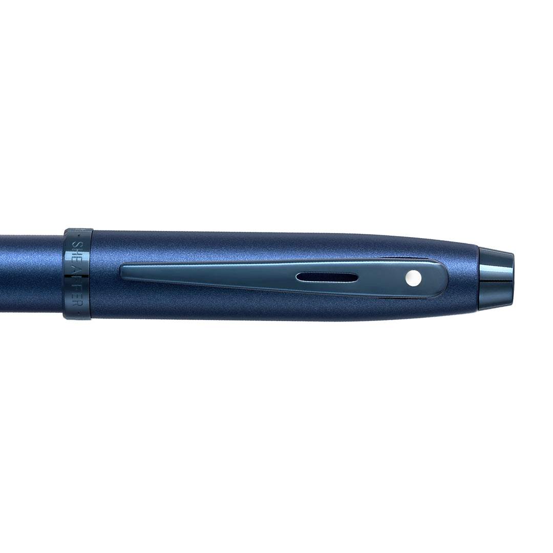 Sheaffer 100 Ballpoint Pen, Satin Blue w/ PVD Blue Trim