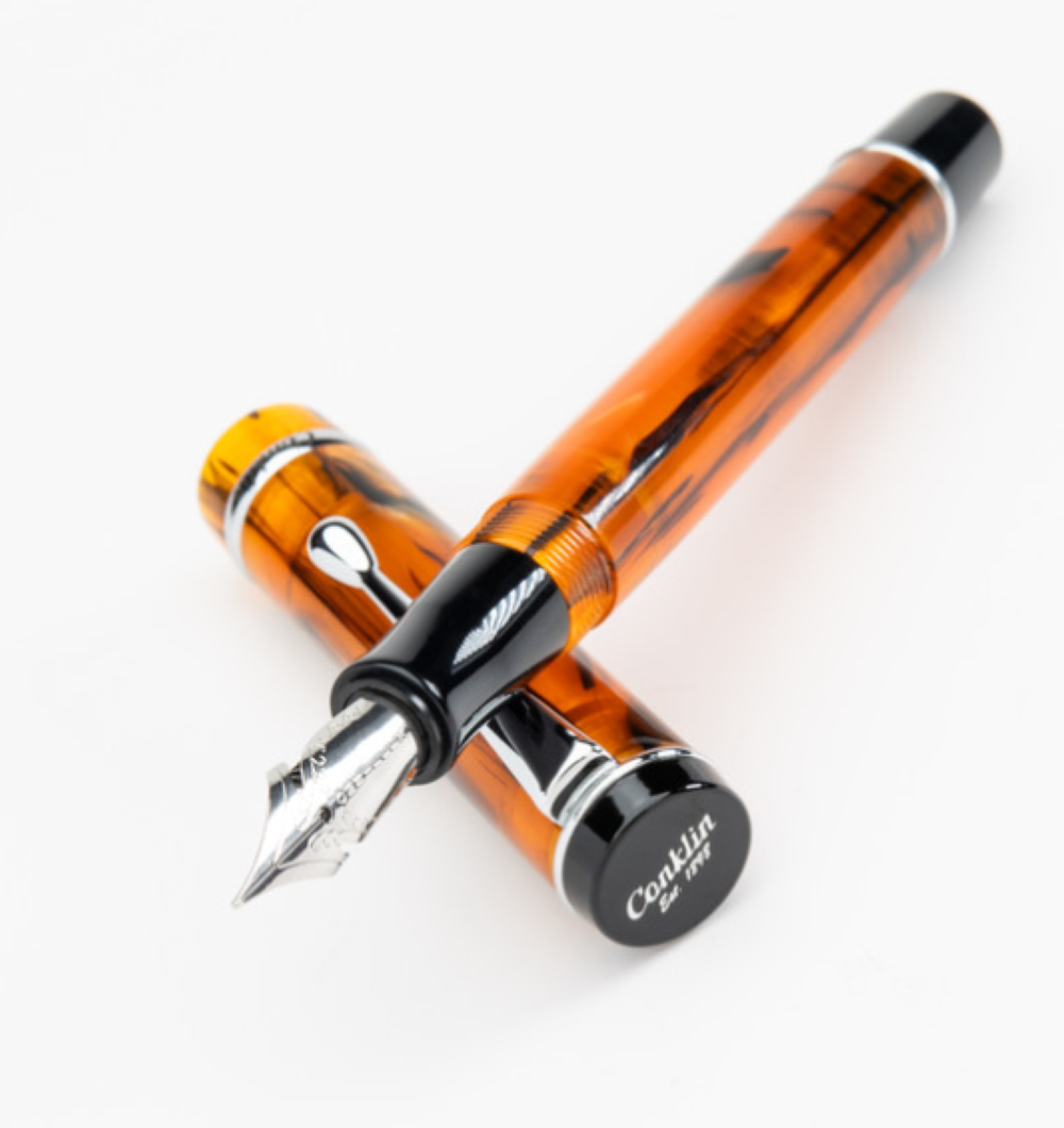 Conklin Duragraph Amber Fountain Pen, Medium Nib