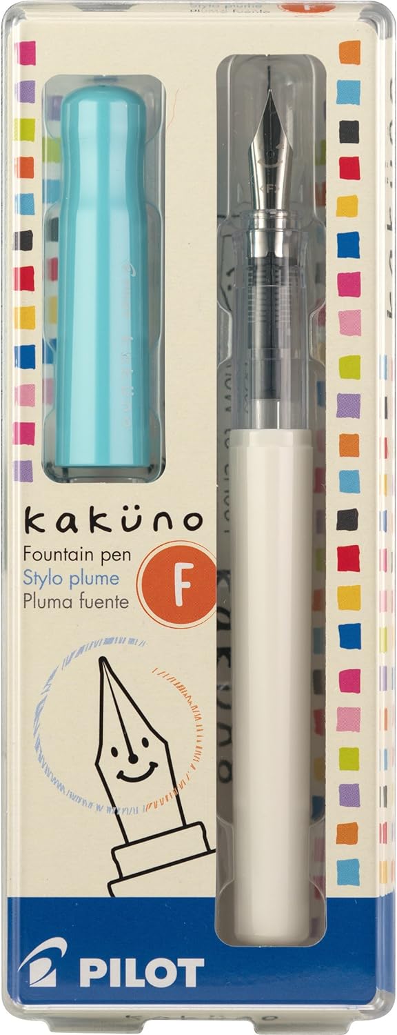 Pilot Kakuno Fountain Pen, Turquoise & White