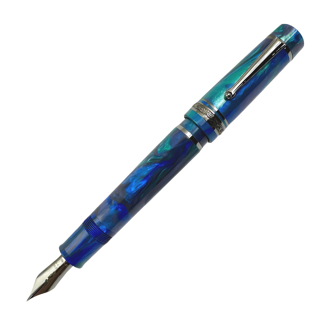 Delta DV Original Oversized Fountain Pen, Riviera Blue, Gunmetal Trim, Broad