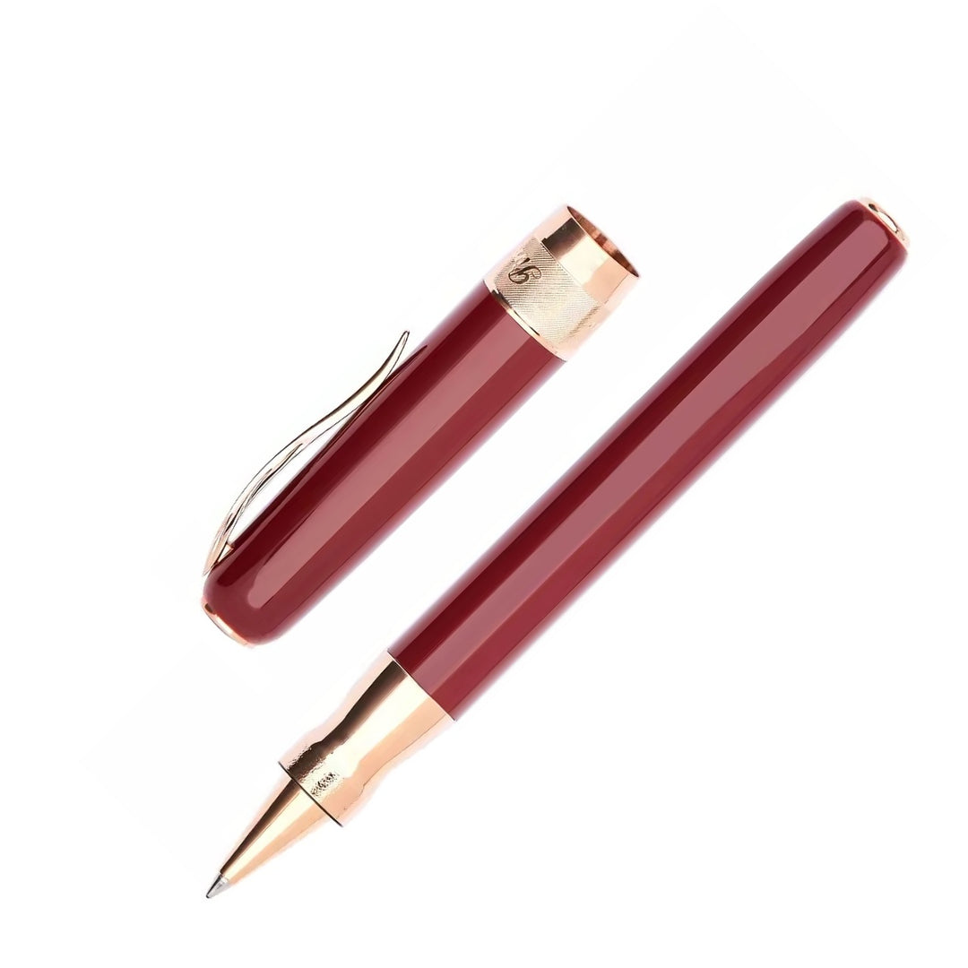 Pineider Classic Rollerball Pen, Red & Rose Gold