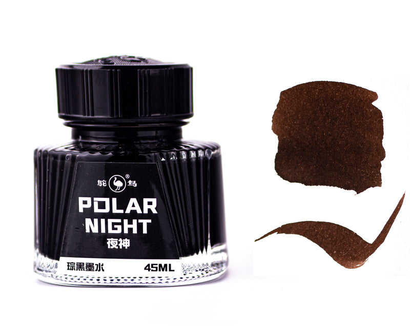 Ostrich Fountain Pen Ink Bottle, Polar Night, Brown-Black