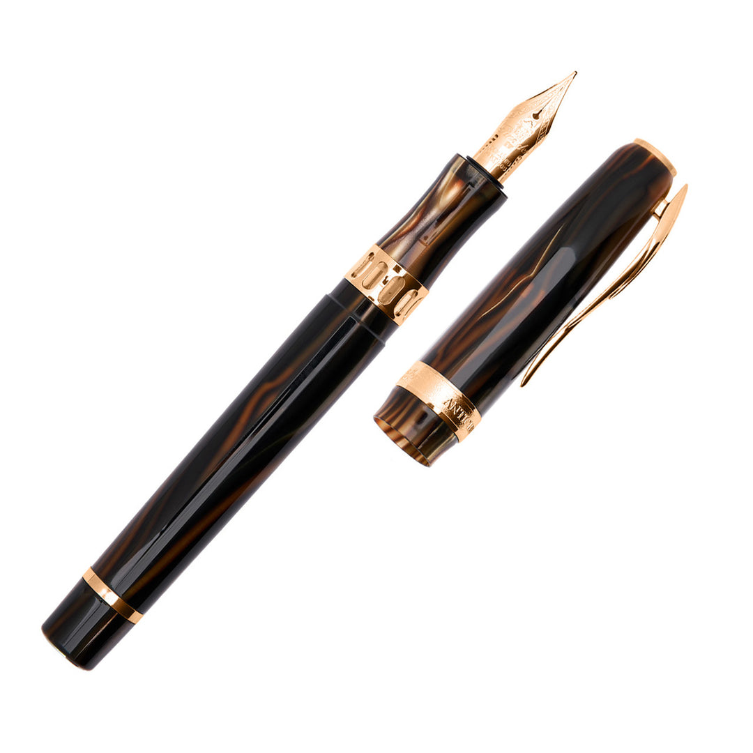 Pineider Limited Edition Ancient Materials Ruffles Gold Fountain Pen, Rosegold Trim