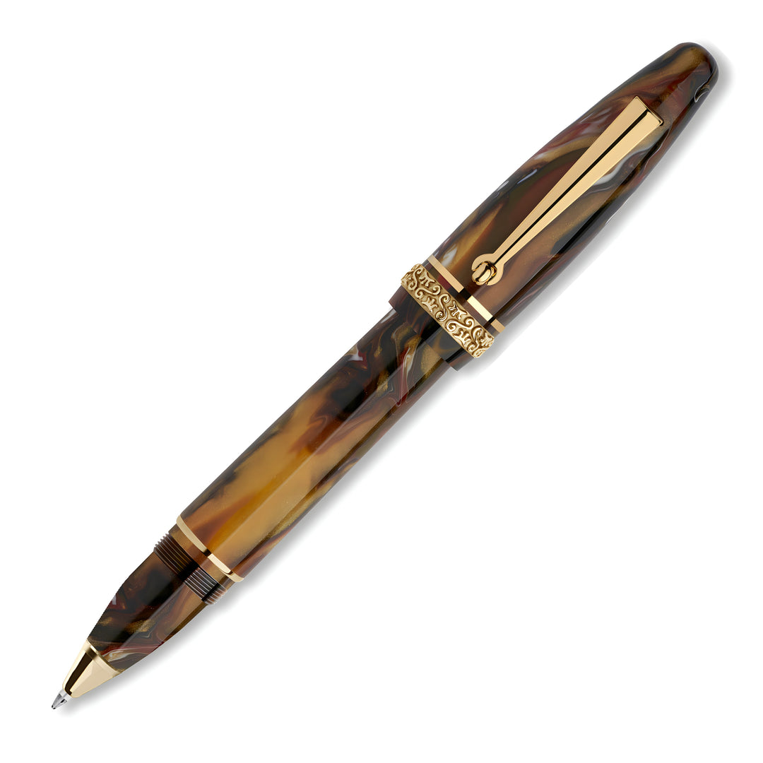 Maiora Ultra Ogiva Golden Age Rollerball Pen, Fire & Gold