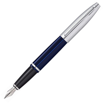 Cross Calais Fountain Pen, Blue Lacquer & Chrome, Medium Nib