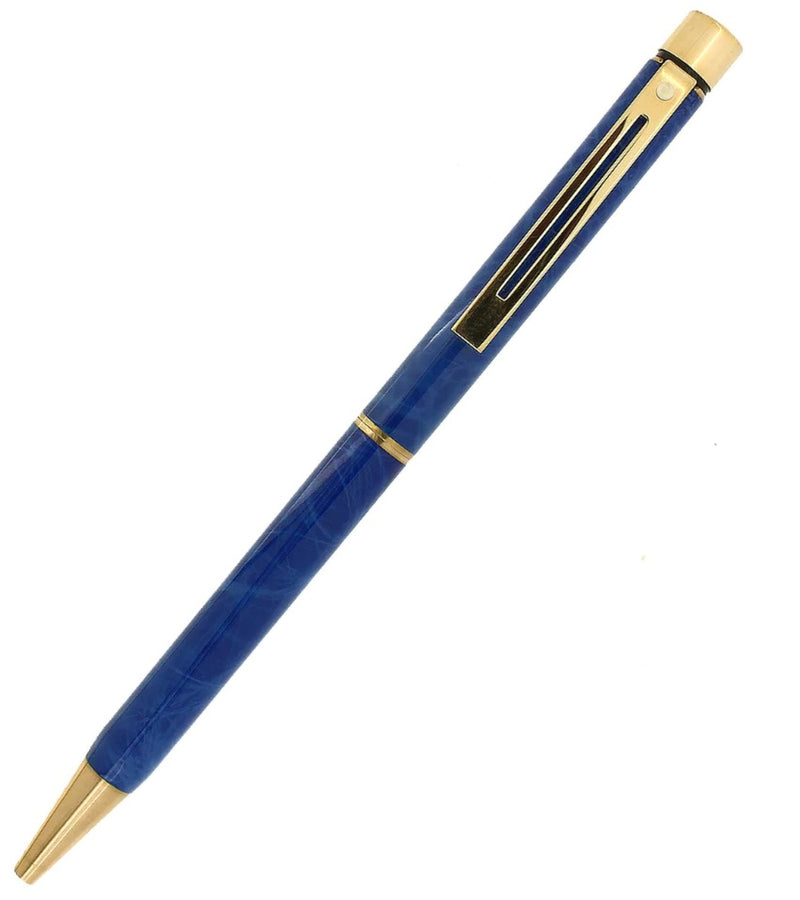 Sheaffer Targa Ballpoint Pen, Translucent Blue Moire & Gold, USA Made, No Box