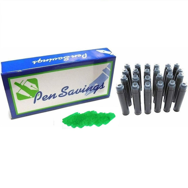 24 Standard International Short Fountain Pen Ink Cartridges, Irish Green