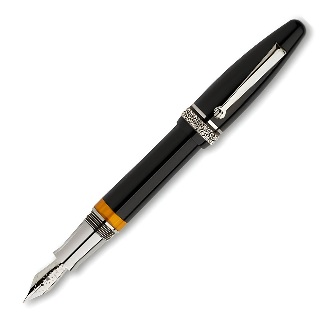 Maiora Ultra Ogiva Golden Age Fountain Pen, Black & Palladium