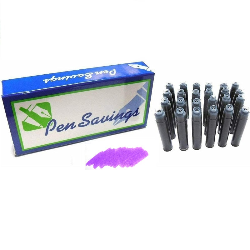 24 Standard International Short Fountain Pen Ink Cartridges, Royal Purple