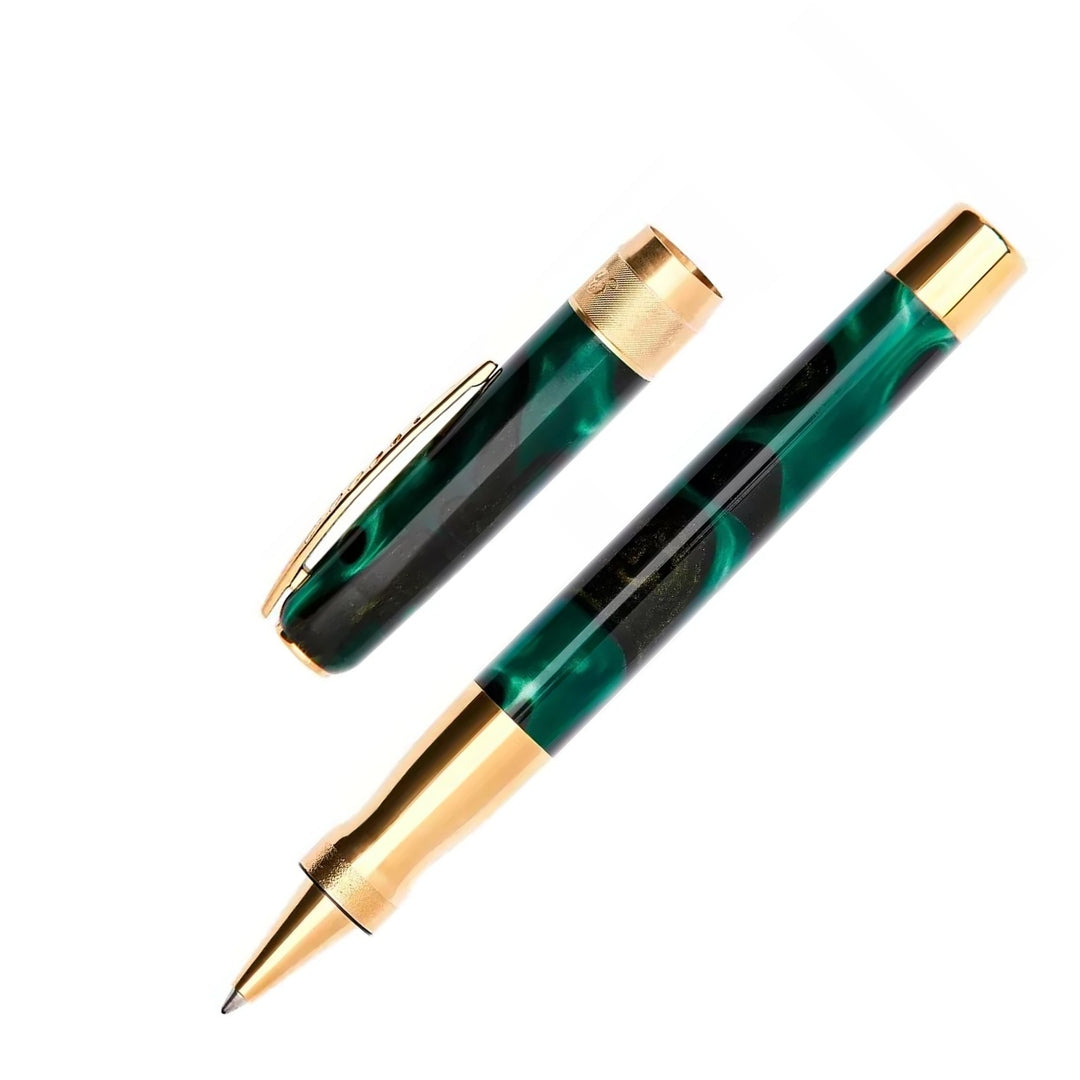 Pineider La Grande Bellezza Rock Rollerball Pen, Forest Green & Gold