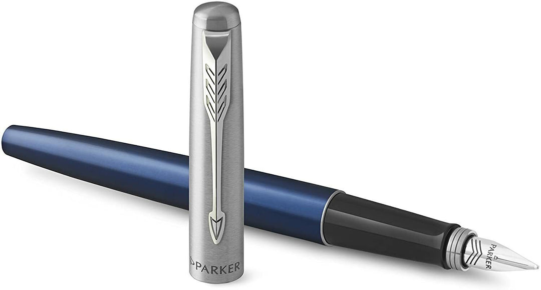 Parker Jotter Fountain Pen, Stainless Steel & Blue