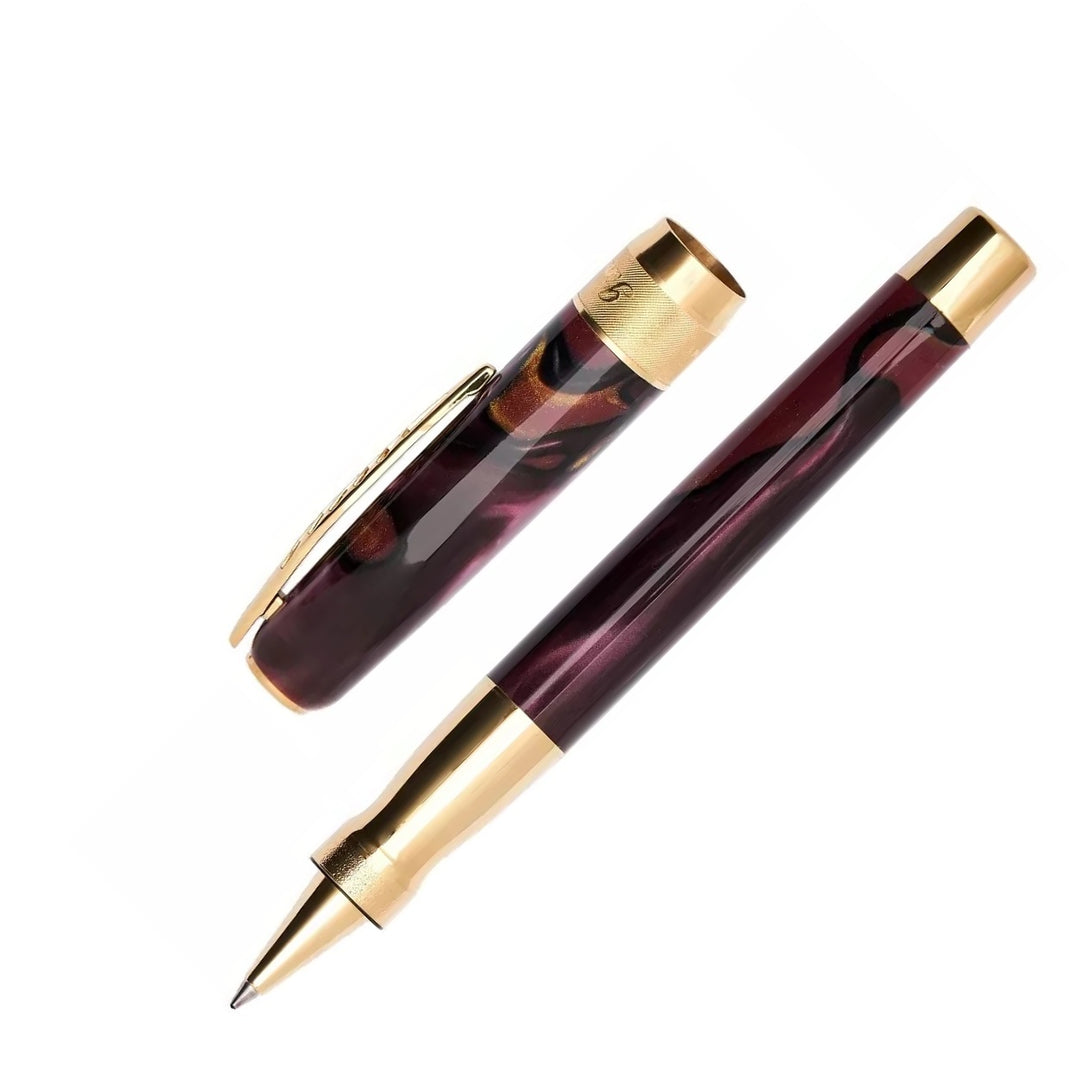 Pineider La Grande Bellezza Rock Rollerball Pen, Wine Red & Gold