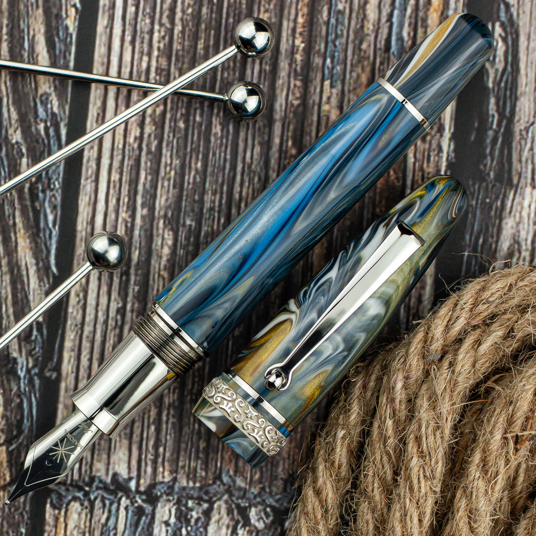 Maiora Ogiva Blue Chrome Trim, Fountain Pen