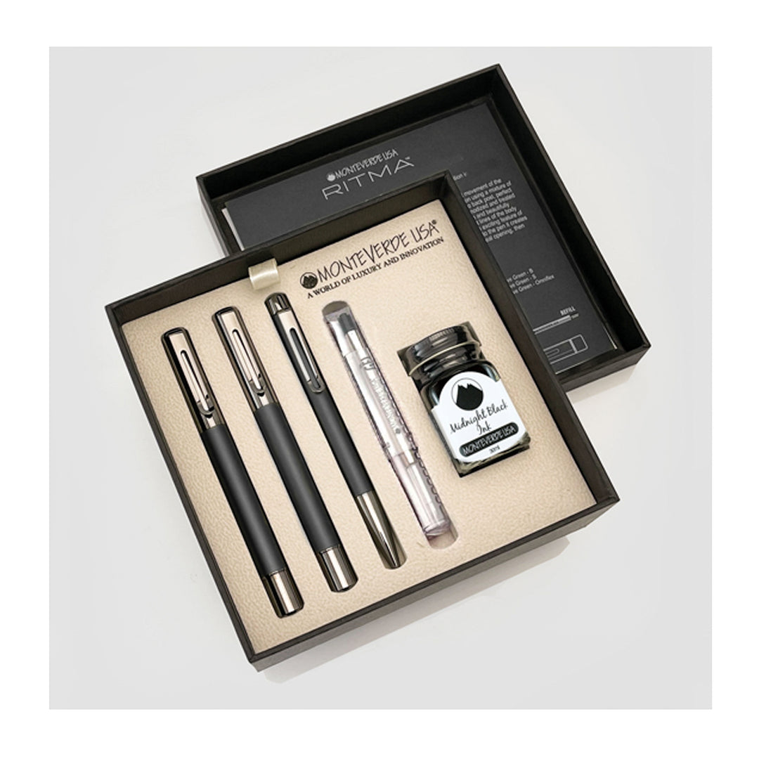 Monteverde Ritma 3+2 Piece Gift Set, Anodized Black