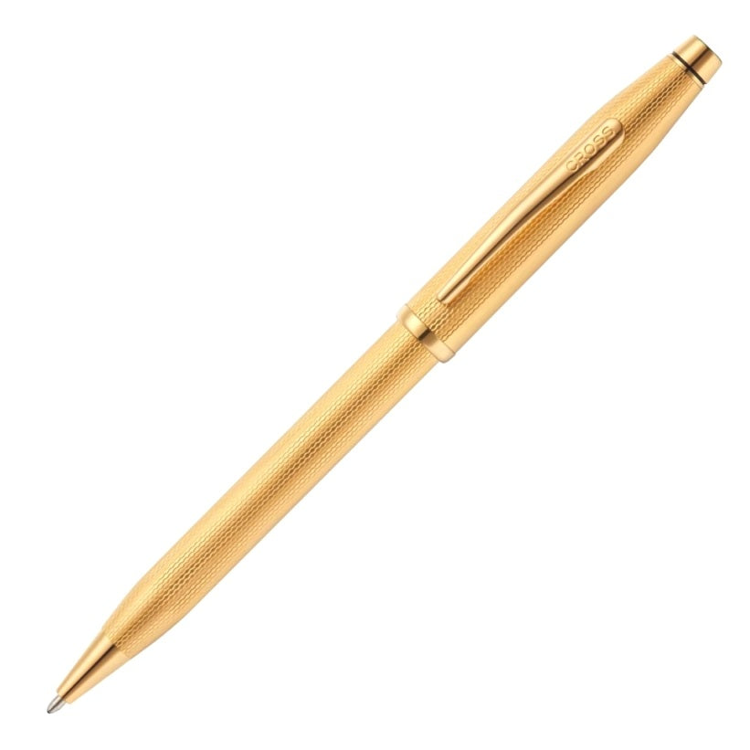 Cross Century II Polished 23KT Gold-plated Engraved Diamond Pattern Ballpoint Pen