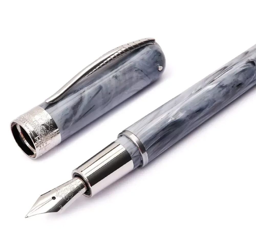 Pineider Avatar Compact Mini Fountain Pen, Zebrino Gray