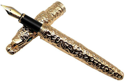 Jinhao Gold Colored Leopard Fountain Pen, 18K Gold Plated Nib