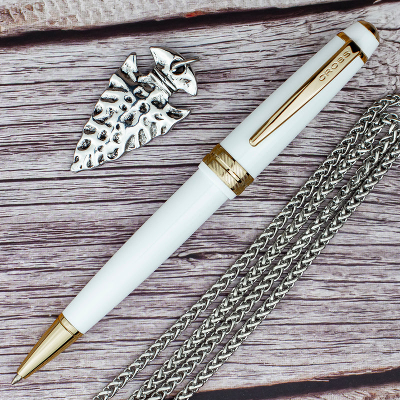 Cross Bailey Light Ballpoint Pen, Polished White & Gold