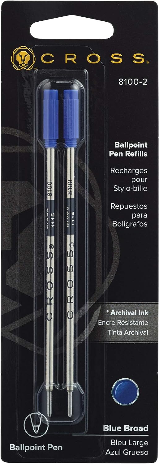Cross Ballpoint Pen Refills, Blue Broad, 