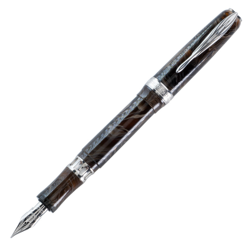 Pineider Limited Edition Ancient Material Celluloid Fountain Pen, Carrara Brown