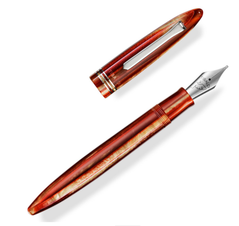 Tibaldi Bononia Seashell Mist Resin Fountain Pen, Palladium Trim