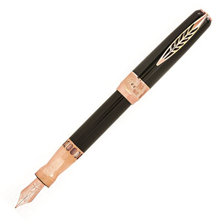 Pineider La Grande Bellezza Rocco Fountain Pen, Black/Rose Gold Trim