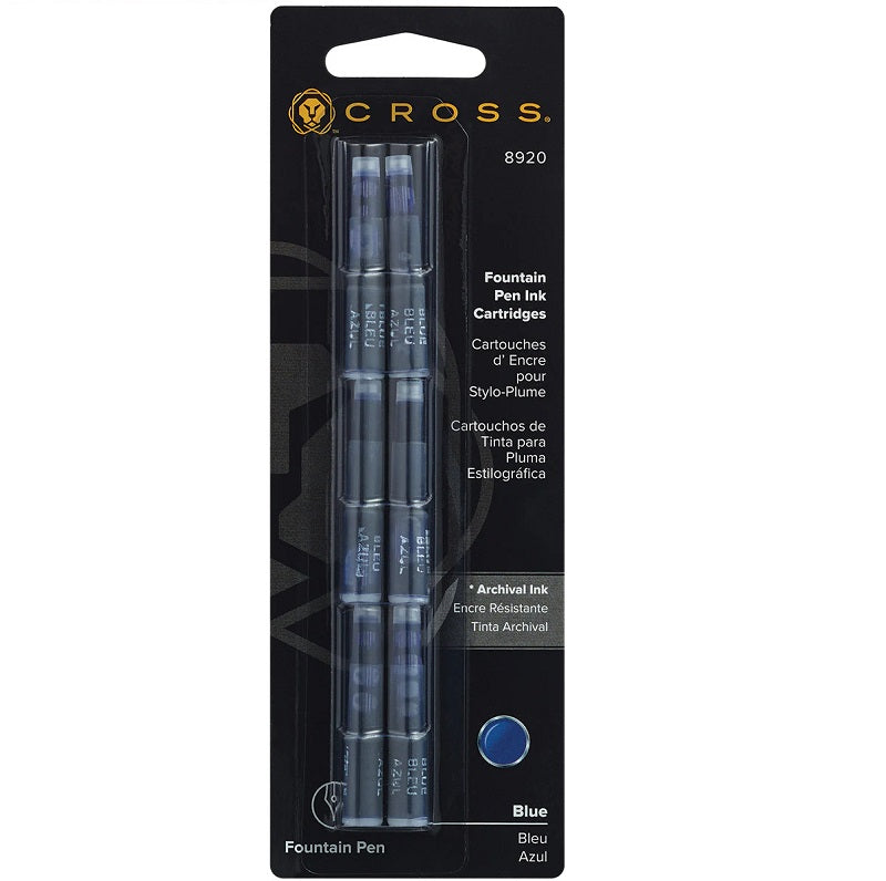 Cross Fountain Pen Ink Cartridge, 6 Pack, Blue, #8920