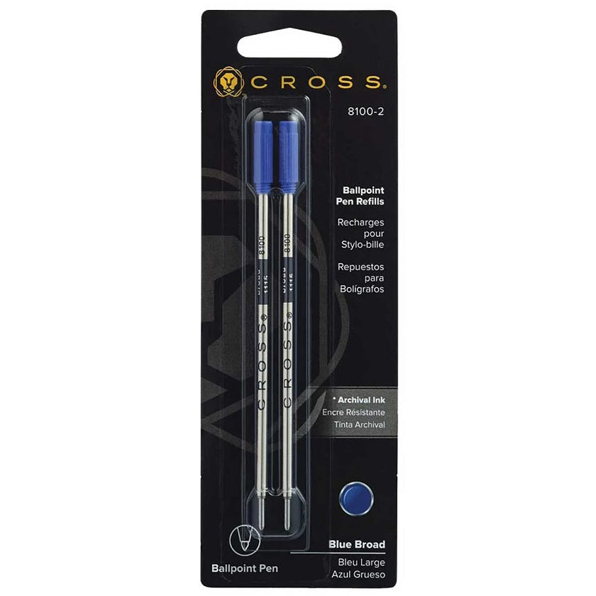 Cross Ballpoint Pen Refills, Blue Broad, #8100