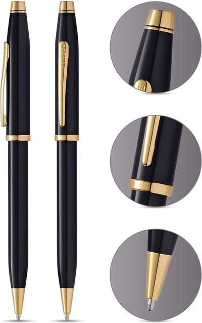 Cross Century II Ballpoint Pen, Black Lacquer & Gold