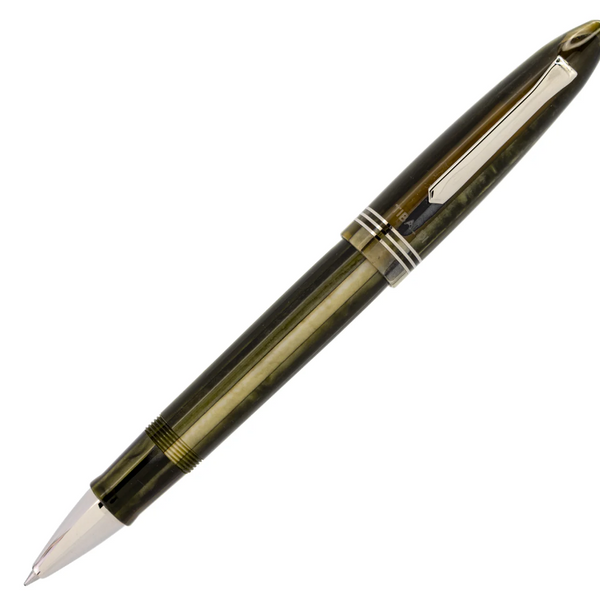 Tibaldi Bononia Martini Olive Resin Rollerball Pen, Palladium Trim