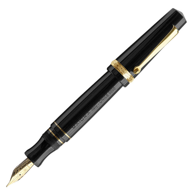 Maiora Aventus Onice Fountain Pen, Mirror Black & Gold