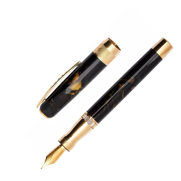 Pineider La Grande Bellezza Rock Fountain Pen, Midnight Black & Gold