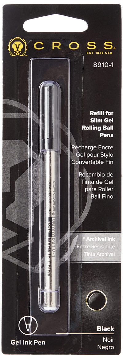 Cross Slim Gel Rollerball Pen Refill, Click Pens, Black, #8910-1