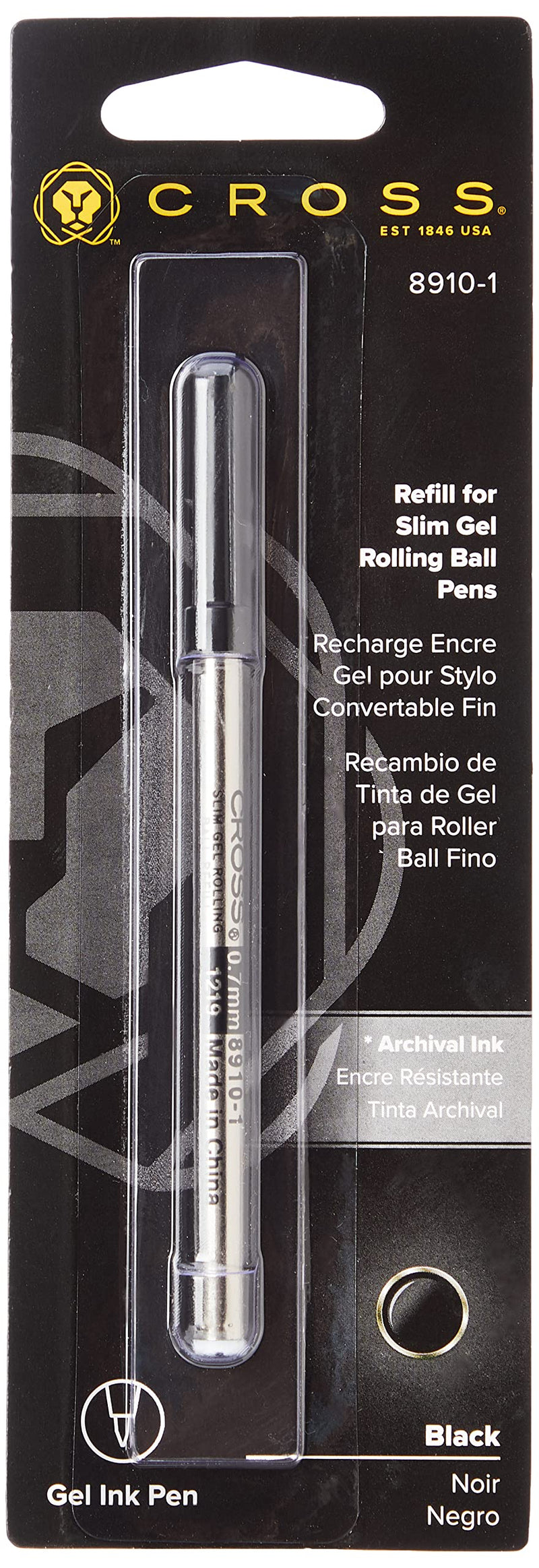Cross Slim Gel Rollerball Pen Refill, Click Pens, Black, 