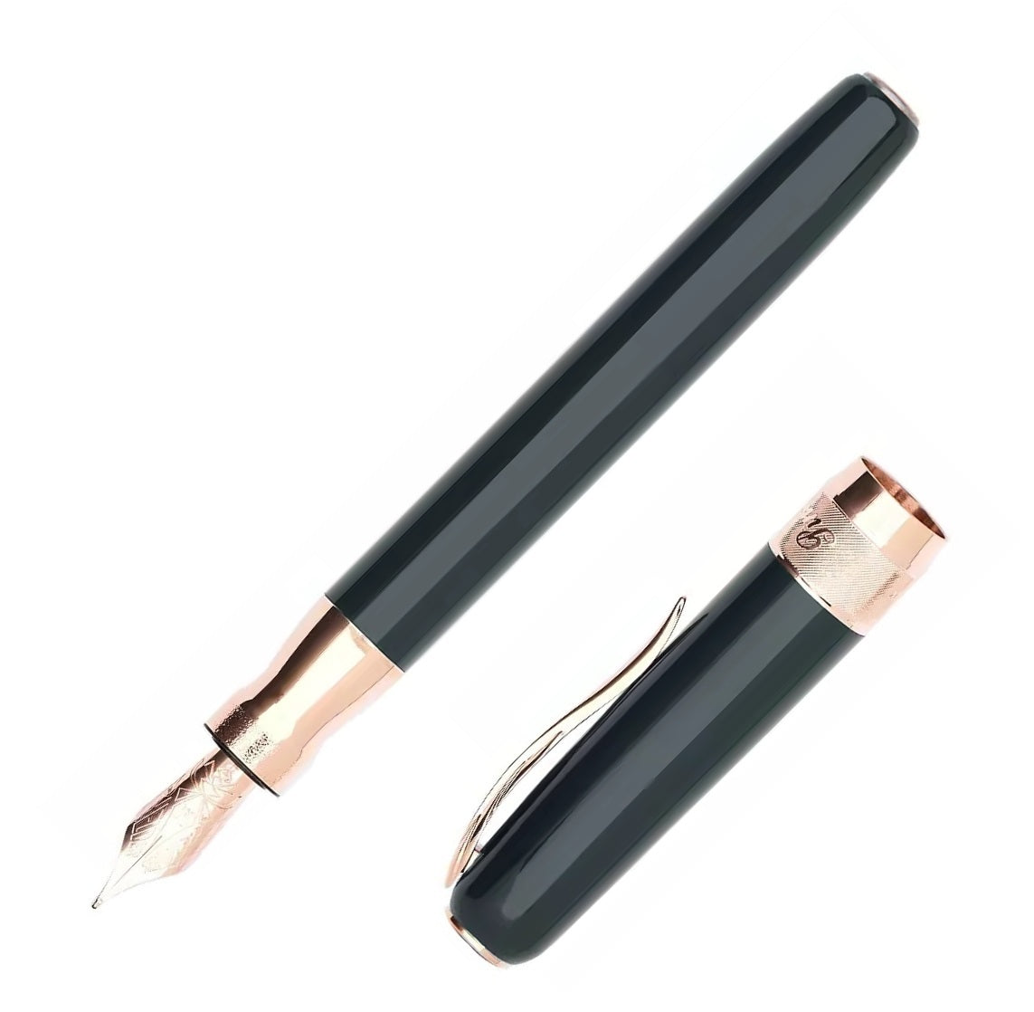Pineider Classic Fountain Pen, Green & Rose Gold