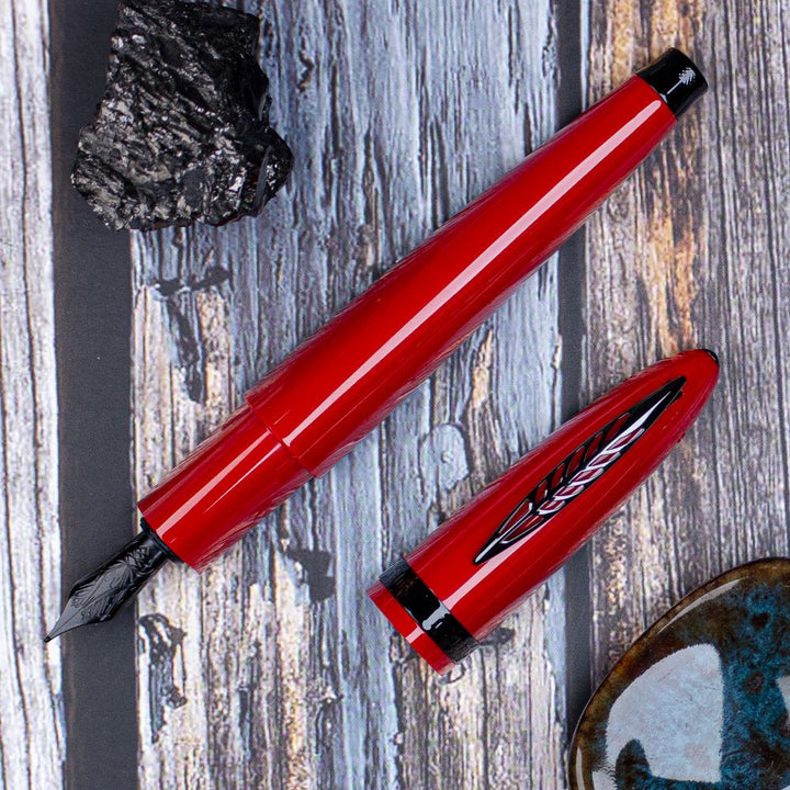 Pineider Modern Times (Tempi Moderni) Racing Red - Black Trim, Fountain Pen