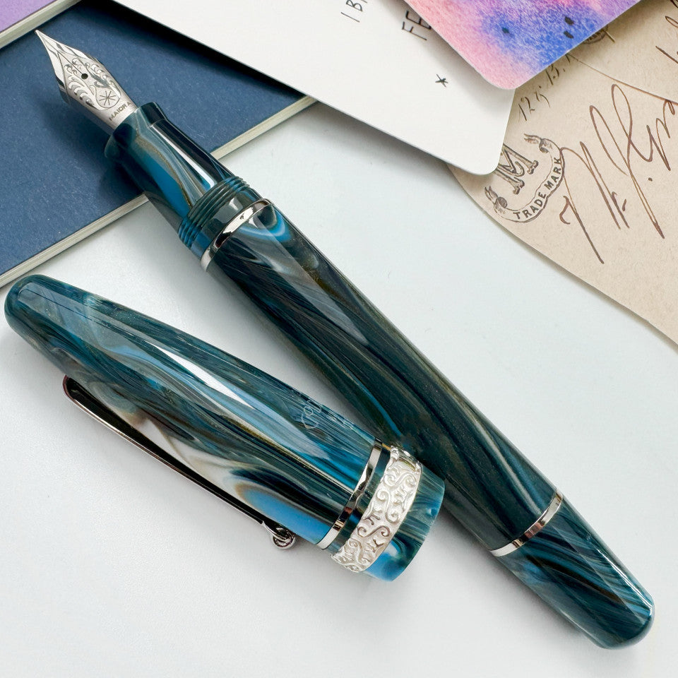 Maiora Ultra Ogiva Golden Age Fountain Pen, Wind & Palladium Trim