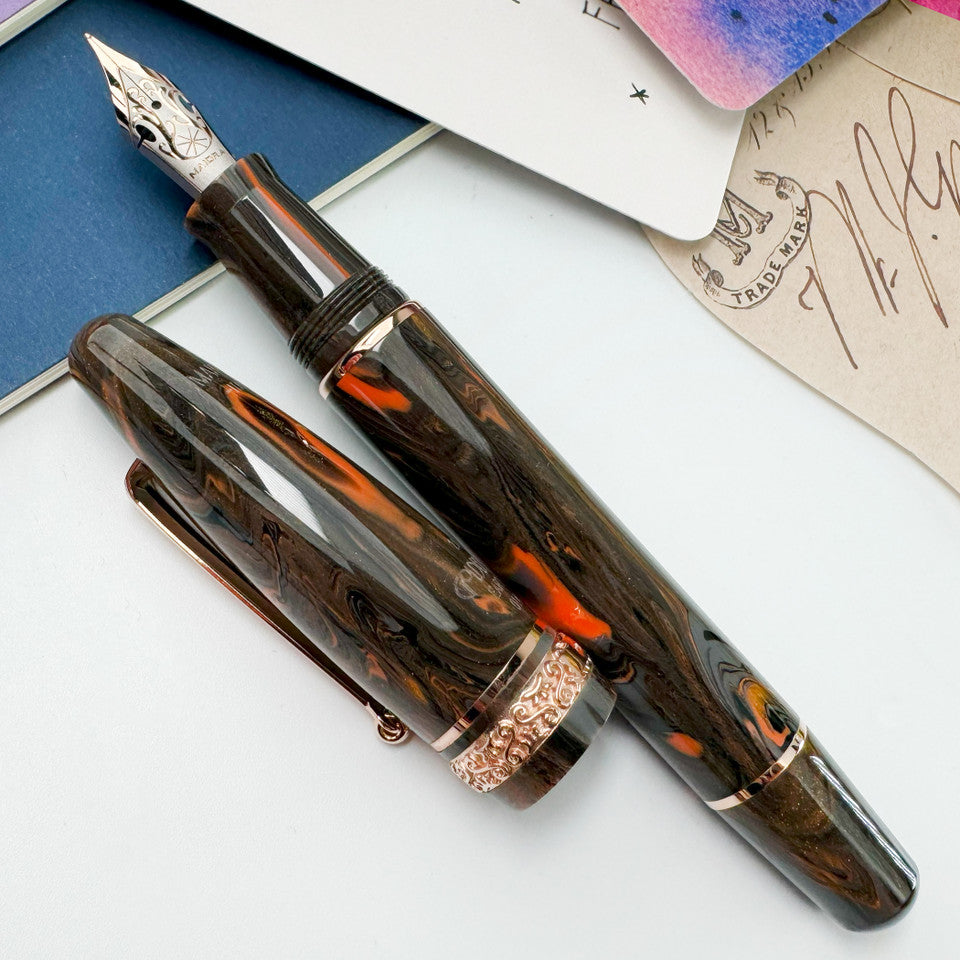 Maiora Ultra Ogiva Golden Age Fountain Pen, Earth & Rosegold Trim