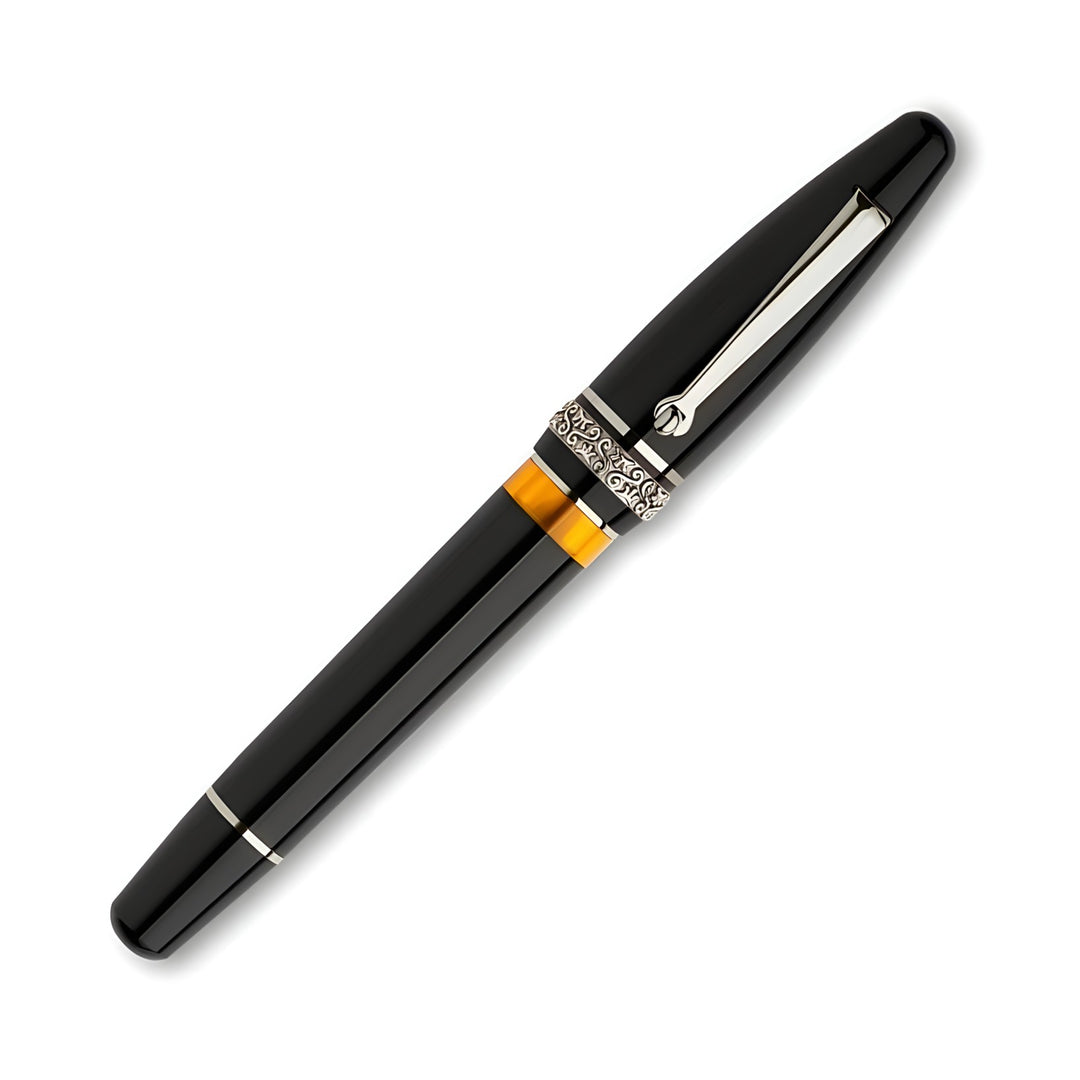 Maiora Ultra Ogiva Golden Age Fountain Pen, Black & Palladium