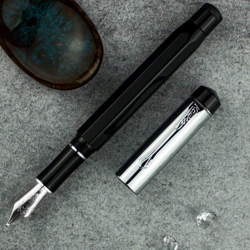 Kawseco Elite Fountain Pen, Blacl & Chrome, Medium