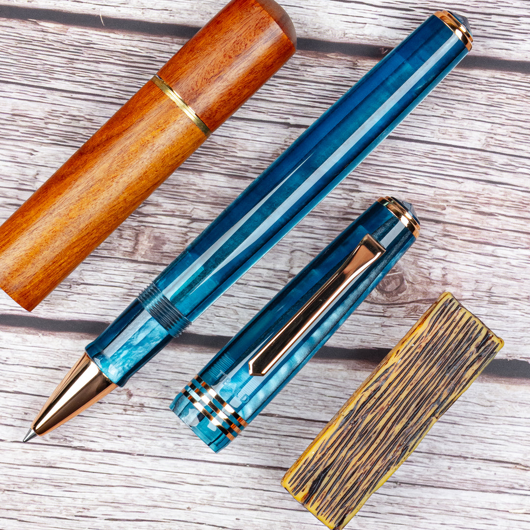 Tibaldi N60 Limited Edition Rollerball Pen, Bora Bora, Rose Gold Trim