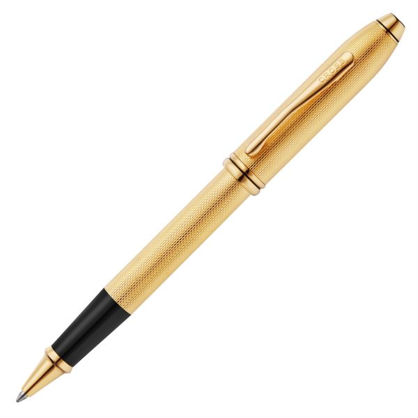 Cross Townsend Rollerball Pen, 23KT Gold Plated Engraved Diamond Pattern