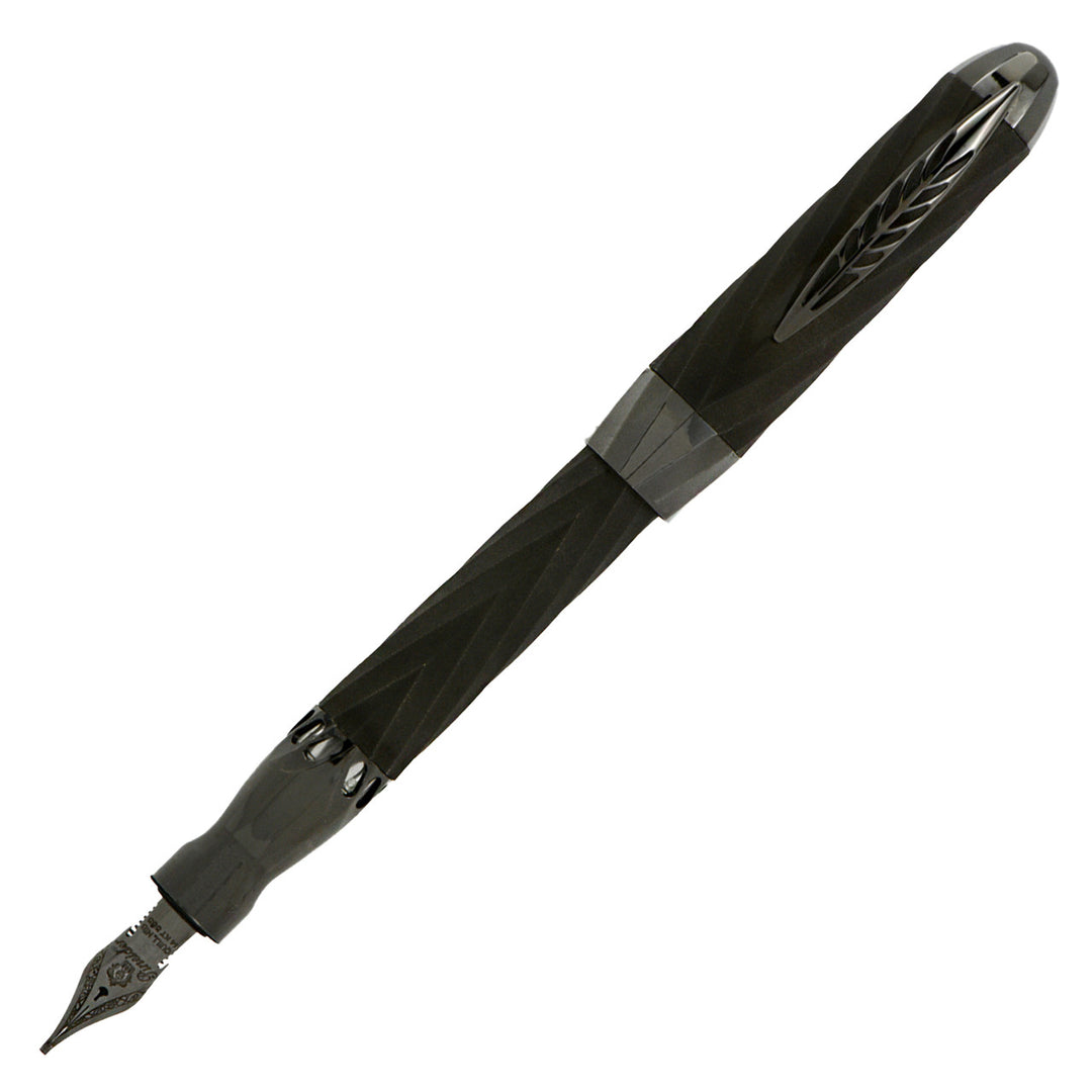 Pineider Matrix Jewelers Limited Edition Sterling Silver Fountain Pen, Black Ruthenium