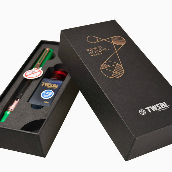TWSBI ECO-T Fountain Pen & Ink Bottle Set, Royal Green & Rose Gold