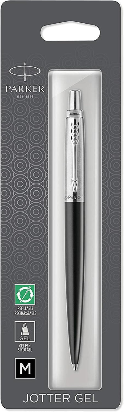 Parker Jotter Ballpoint Pen, Gel Ink, Black & Chrome