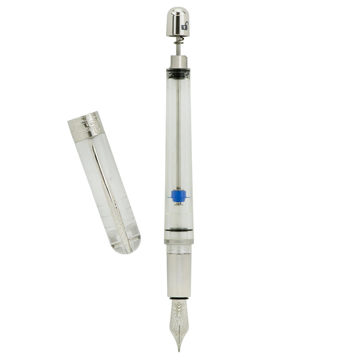 Pineider Avatar Twin Tank Touchdown Fountain Pen, Clear